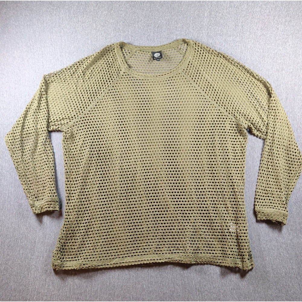 Bobeau Tunic Top Swimwear Perforated Cover Up Olive Long Sleeves Stretch Sz 2XL